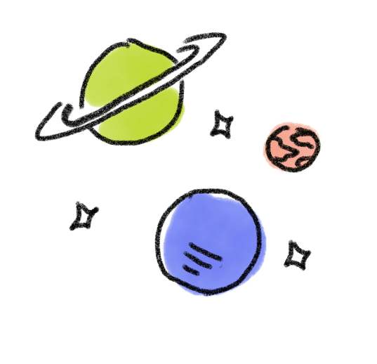 a couple little planets in space